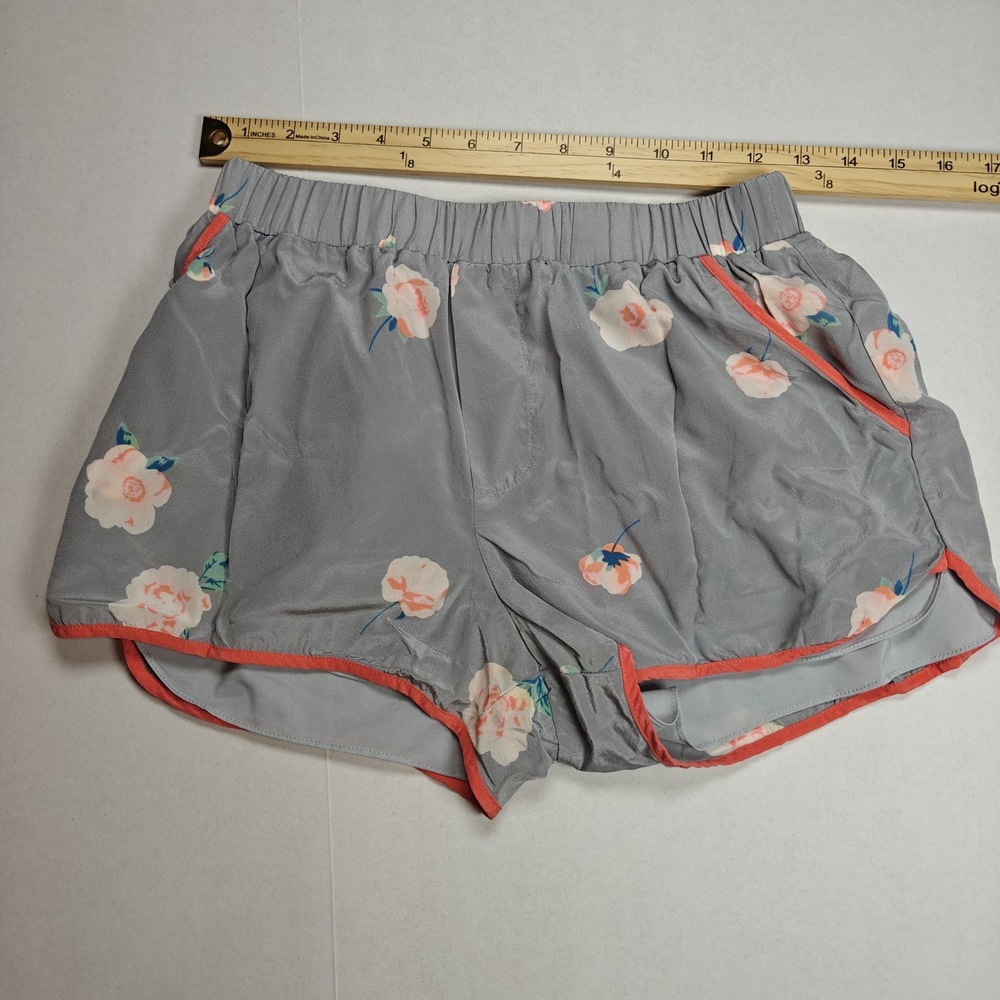 PJK Patterson J Kincaid Gray  Floral‎ Print Silk Shorts Small Luxury Preppy